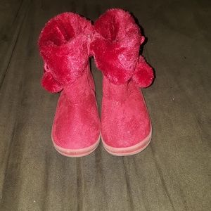 Red fur boots girls size 9